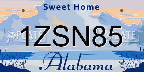 1ZSN85 Alabama License Plate
