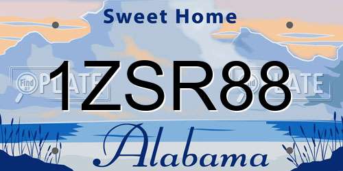 1ZSR88 Alabama License Plate