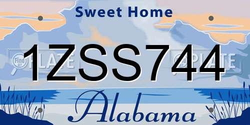1ZSS744 Alabama License Plate