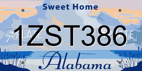 1ZST386 Alabama License Plate