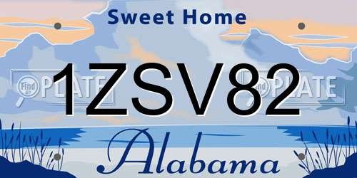 1ZSV82 Alabama License Plate
