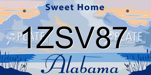 1ZSV87 Alabama License Plate