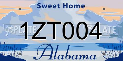 1ZT004 Alabama License Plate