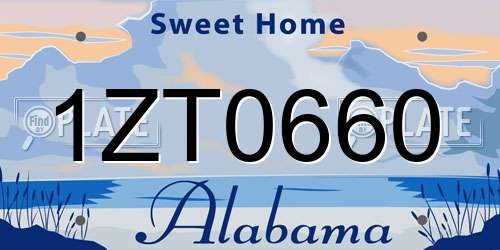 1ZT0660 Alabama License Plate