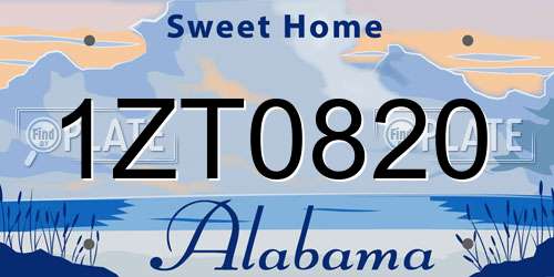 1ZT0820 Alabama License Plate