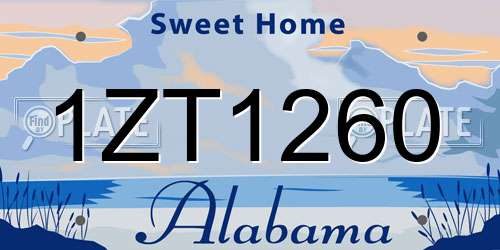 1ZT1260 Alabama License Plate