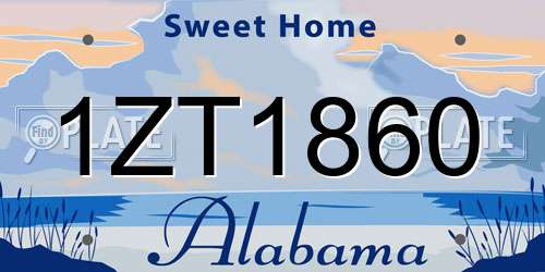 1ZT1860 Alabama License Plate