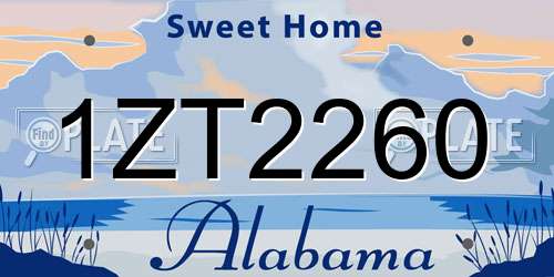 1ZT2260 Alabama License Plate