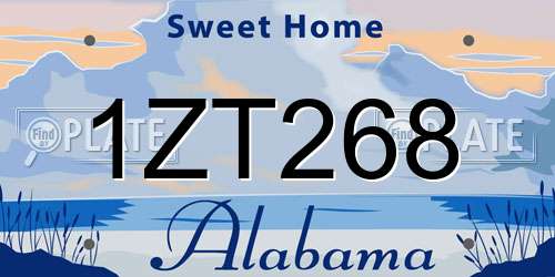 1ZT268 Alabama License Plate