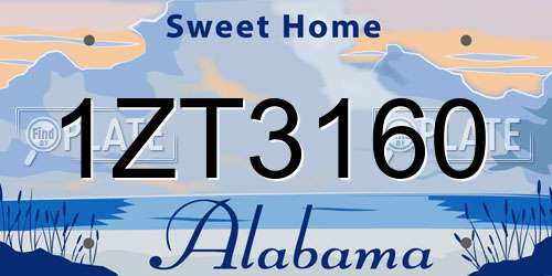 1ZT3160 Alabama License Plate