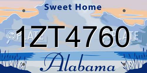 1ZT4760 Alabama License Plate