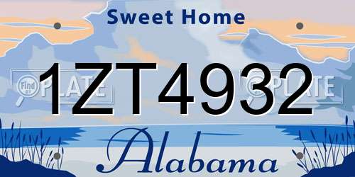 1ZT4932 Alabama License Plate