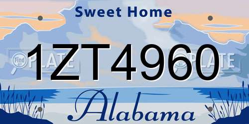 1ZT4960 Alabama License Plate