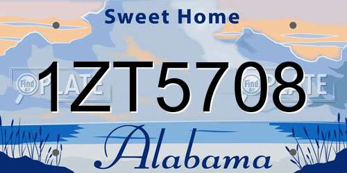 1ZT5708 Alabama License Plate