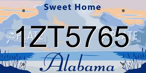 1ZT5765 Alabama License Plate