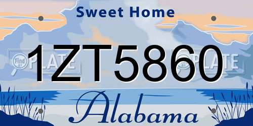 1ZT5860 Alabama License Plate