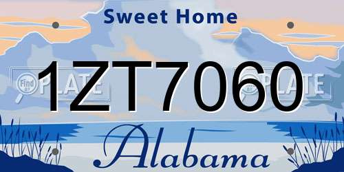 1ZT7060 Alabama License Plate