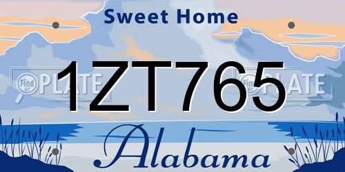 1ZT765 Alabama License Plate