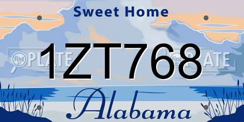 1ZT768 Alabama License Plate