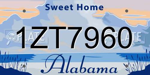 1ZT7960 Alabama License Plate