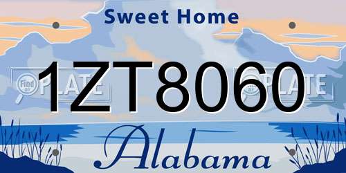 1ZT8060 Alabama License Plate