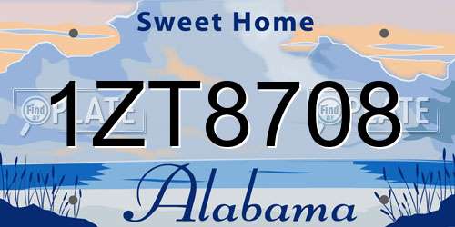 1ZT8708 Alabama License Plate