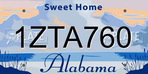 1ZTA760 Alabama License Plate