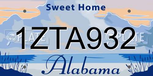 1ZTA932 Alabama License Plate