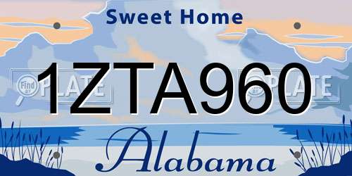 1ZTA960 Alabama License Plate