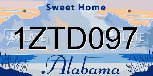 1ZTD097 Alabama License Plate