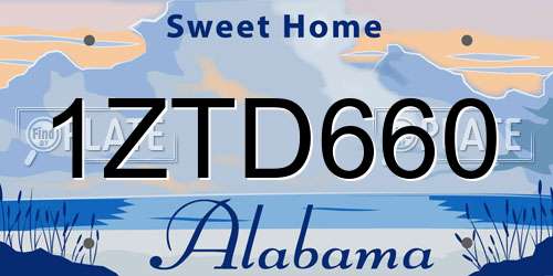 1ZTD660 Alabama License Plate
