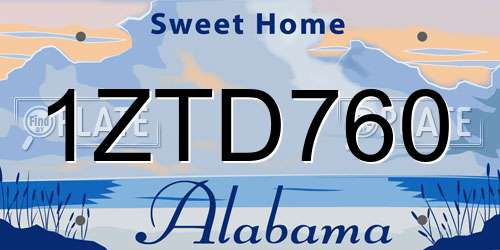 1ZTD760 Alabama License Plate