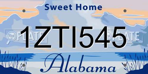 1ZTI545 Alabama License Plate
