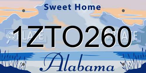 1ZTO260 Alabama License Plate