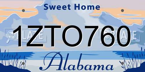 1ZTO760 Alabama License Plate