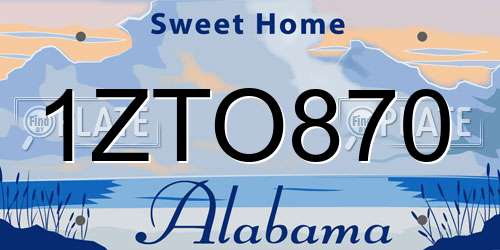 1ZTO870 Alabama License Plate