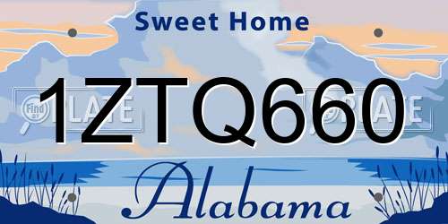 1ZTQ660 Alabama License Plate