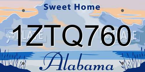 1ZTQ760 Alabama License Plate