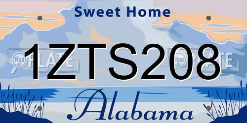 1ZTS208 Alabama License Plate