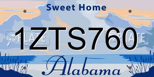 1ZTS760 Alabama License Plate