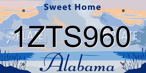 1ZTS960 Alabama License Plate