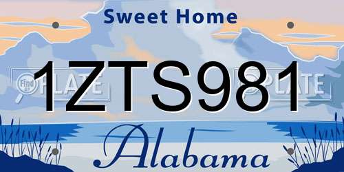 1ZTS981 Alabama License Plate