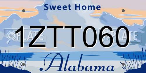 1ZTT060 Alabama License Plate