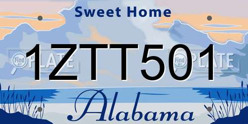 1ZTT501 Alabama License Plate