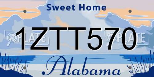 1ZTT570 Alabama License Plate