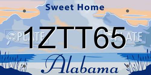 1ZTT65 Alabama License Plate