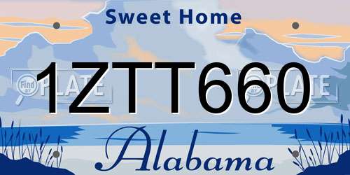 1ZTT660 Alabama License Plate
