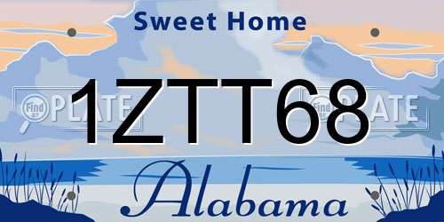 1ZTT68 Alabama License Plate