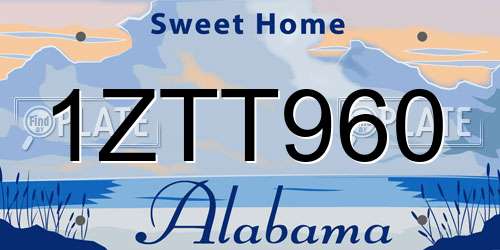 1ZTT960 Alabama License Plate