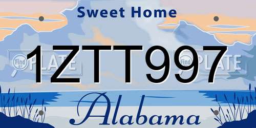 1ZTT997 Alabama License Plate